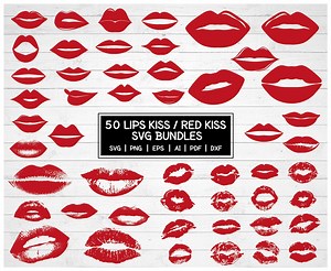 Lips SVG Cut File Bundle: Romantic Kiss Designs (digital Download) - Etsy