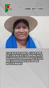 20K views · 595 reactions | #GrupoFides I #FidesCBBA I Cocaleros del Chapare deciden instalar muros humanos de seguridad para evitar que, este próximo 8 de noviembre, mientras se lleve a cabo la posesión del nuevo gobierno, se intente aprehender a Evo Morales. #RadioMegaNoticiasPotosí | Radio Mega | Facebook