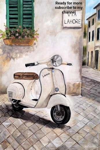 UHow to Paint a Realistic Vespa and Street View | Oil Painting #art #painting #tutorial