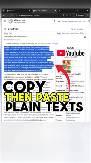 Paste the Copied texts from the web | Paste as a Plain Text.