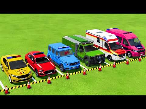 TRANSPORTING POLICE CARS, FIRE DEPARTMENT, AMBULANCE VEHICLES WITH MAN TRUCKS ! Farming Simulator 25