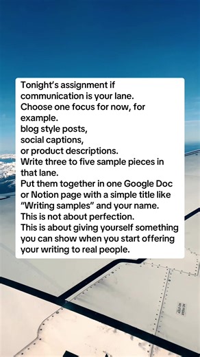 Tonight’s assignment if communication is your lane. Choose one focus for now, for example. blog style posts, social captions, or product descriptions. Write three to five sample pieces in that lane. Put them together in one Google Doc or Notion page with a simple title like “Writing samples” and your name. This is not about perfection. This is about giving yourself something you can show when you start offering your writing to real people. moving abroad tips, how to move overseas, best countries