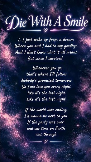 Die With A Smile 💔✨ - Lady Gaga & Bruno Mars (Heart Touching Lyrics) | Song Lyrical Vault
