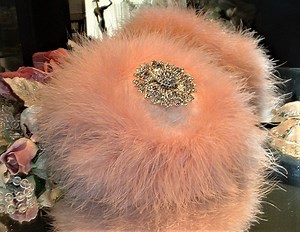 Powder Puff ~ Body Dusting Powder Puff ~ Ivory Fur Puff With Dusty Rose Trim ~ Rhinestone Embellished Handle - Etsy UK