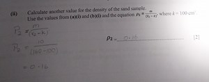 (ii) Calculate another value for the density of the sand sample... | Filo