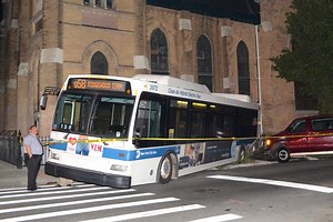 EMPTY CITY BUS ROLLING BACKWARDS