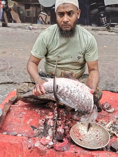 Big Size Katla Fish Cutting | 🔥Giant Katla Fish Cutting & Cleaning | Freshwater Fish Processing🔥