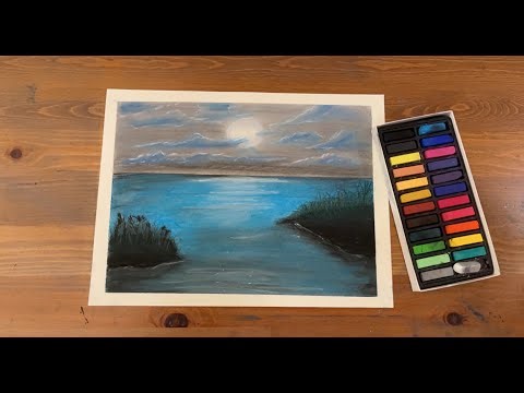 رسم منظر طبيعي بألوان الباستيل الطباشيرية/drawing landscape by soft pastel🌌