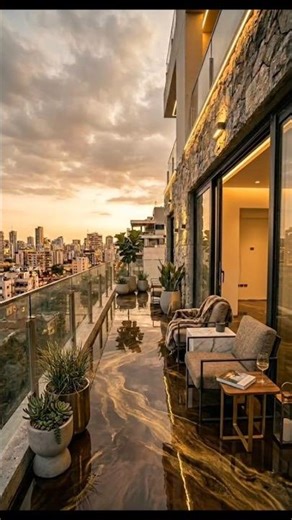 Amazing Balcony Transformation with Stunning City View 🌆 #epoxyfloor #qualityflooring #metallicepoxy