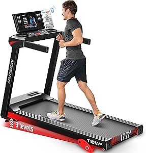 HARISON Treadmill for Home with Incline, Treadmill for Seniors with 3.0HP, Running Machine with 300 lbs Weight Capacity, 17.72" Wide Tread Belt, HARISON APP and Bluetooth Speaker