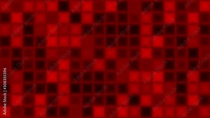 An abstract matrix pattern of squares in deep red glowing and blinking lights loops seamlessly