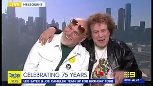Good fun interview with Joe and me talking to David and Sylvia on Ch.9 TV’s ‘Today Extra’ show this morning about our 75th birthday gigs this week…. Tix for all shows here https://linktr.ee/LeoAndJoesBigBirthdayBash | Leo Sayer