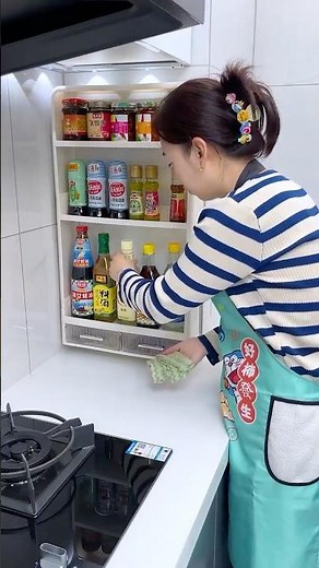 Choose a wall-mounted spice rack for your kitchen to save space and neatly organize all your spice