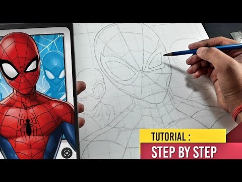 How to draw Spider-man, Spider-man No Way Home, Step by step Outline Tutorial ( Part - 1 )