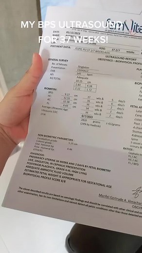 My BIOPHYSICAL PROFILE SCORE for 37 weeks. Thanks God, got 8/8! 🙏 #teammay #bpsultrasound #firsttimemom