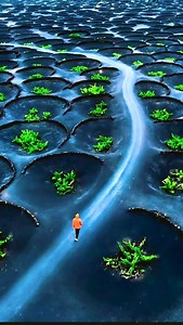 4.9K views · 1.6K reactions | Walking here feels like arriving on an alien planet! The unique volcanic vineyards located in Lanzarote, an island in the Canary archipelago, are notable for their method of dry cultivation using volcanic soil, creating a surreal and otherworldly landscape. | Unsolved Mysteries & Paranormal Activities | Facebook