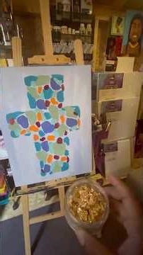 Abstract acrylic cross painting