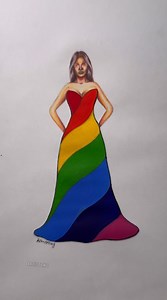 Rainbow Dress Illustration with Flowing Colors