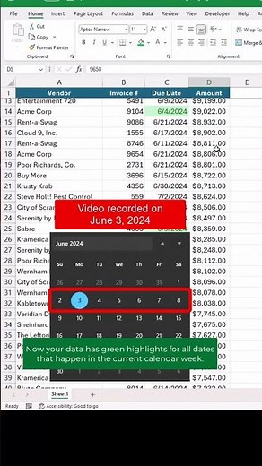 Highlight due dates this week in Excel with conditional formatting #workhacks #excel #exceltips