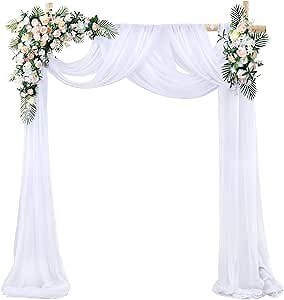 Wedding Arch Draping Fabric White Arch Drapes Sheer Backdrop Curtain for Ceremony Wedding Arches Decor 19Ft Length x 28" Width 1 Panel