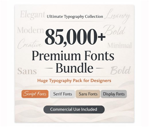 85,000+ Fonts Bundle, Script, Serif, Sans, Display (commercial Use) - Etsy