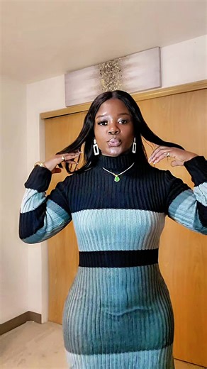 Women's knit dress,high neck long sleeves.. | Knit Dress