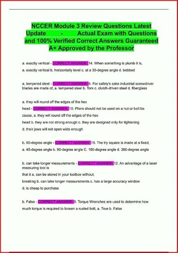 Nccer Module 3 Review Questions Latest Update Actual Exam Wi video