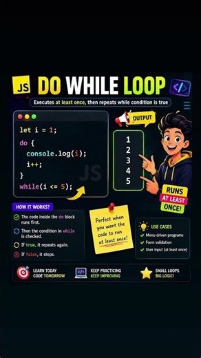 JavaScript Do While Loop Explained | Beginner Friendly Example with Output📝