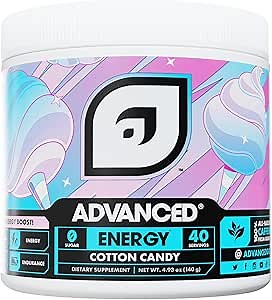 Advanced Energy - Energy Boosting Formula with Electrolytes for Hydration - L-Theanine to Combat Jitters - Sugar Free & Keto Friendly - No Maltodextrin (40 Servings) (Cotton Candy)