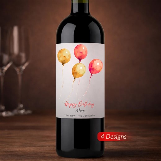 Birthday Wine Label Template, Editable Champagne & Prosecco Label, Printable Bottle Sticker, Canva Instant Download - Etsy