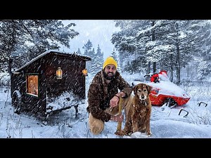 Facing a HUGE SNOWSTORM in a Snowmobile Cabin!