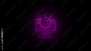 Automated system neon icon in line style. Automation, electronic control symbol.
