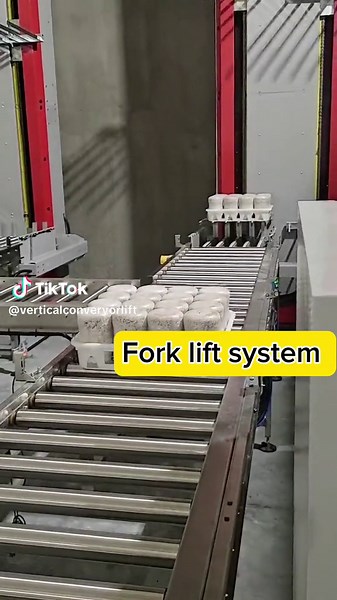 Fork lift elevator. Fast lift , up to 2000 📦 per hour #fyp #foryou #verticallift #cargolift #technology #industry #elevator #warehouse
