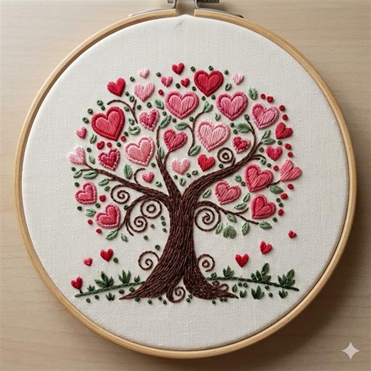 Heart Tree Embroidery Pattern, Tree of Life Hand Embroidery Design, Love Tree Design PDF Download - Etsy