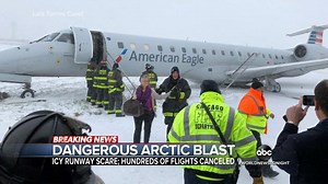 ICY RUNWAY SCARE: A passenger plane slid off the runway at Chicago’s O’Hare airport as snow and cold trigger winter weather advisories for 65 million people from Oklahoma to Maine. Alex Perez reports and Ginger Zee has the forecast. https://abcn.ws/2rsfDrk | ABC World News Tonight with David Muir