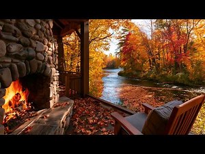 🍂 Cozy Autumn Fireplace by the River | Relaxing Nature Sounds for Sleep & Relaxation (12 HOURS)