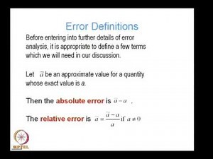 Mod-01 Lec-02 Error Analysis