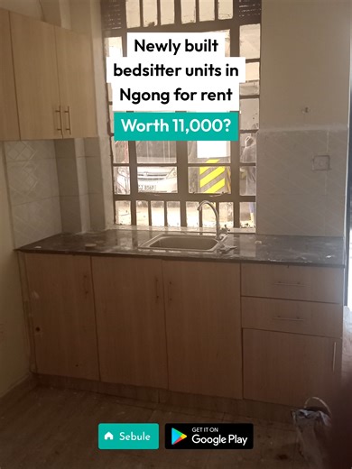 These modern, newly built bedsitter going for 11,000 are located in Ngong. They are fitted with amenities such as: Parking, Near Hospital, Near School, Near Shopping Mall, CCTV, Security, Water, Electricity, Garbage Collection Hurry up before they all get booked! Get this and more for free on Sebule app. #bedsitter #househuntingnairobikenya #sebule #fypkenya #group7