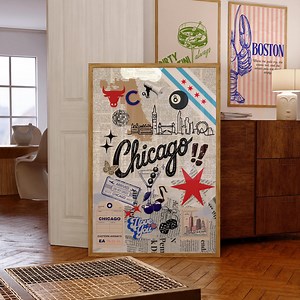 Chicago Poster Wall Art, Chicago Skyline City Print, Chicago Illinois Dorm Decor Gift, Apartment Aesthetic1040 - Etsy