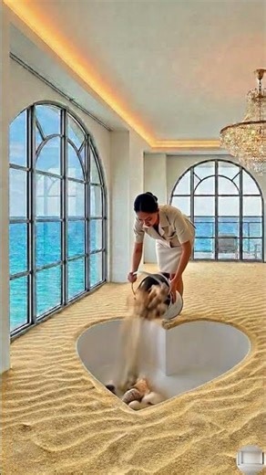 THIS FLOOR IS JUST INSANE😱Heart Pool Beach Pink Epoxy Floor #epoxyfloor #housedecor #renovation