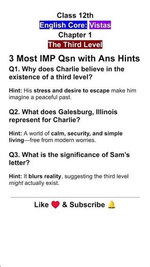 The Third Level Class 12 Question Answers ncert short long, English Core Vistas Chapter 1 notes