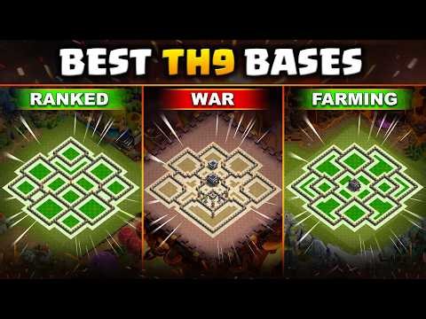 BEST TH9 Base for Ranked, War & Farming | Anti 3 Star Layouts