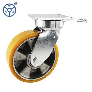 [Hot Item] Kingpinless Caster Wheel with Direction Brake Industrial Caster Heavy Duty Wheel 4 5 6 8 Inch Aluminium Core PU Caster Wheels