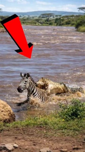 Zebra Escapes Crocodile Attack While Crossing River – Close Call! #Zebra #Crocodile #Wildlife