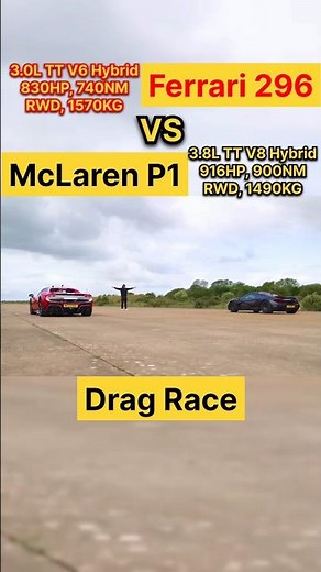 Ferrari 296 vs McLaren P1 Drag Race 🚀🔥