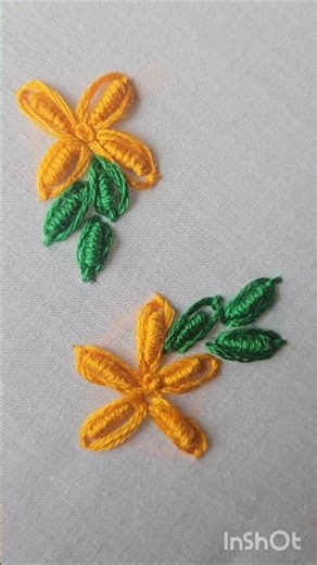 simple flower 🌼 hand embroidery design #tutorial#embroidery#art #beginnersstitch#handbroidery #diy