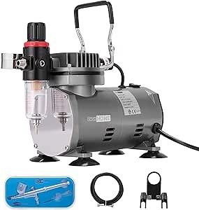 VIVOHOME Airbrush Kit with 1/5 HP Air Compressor and 1 Dual Action Airbrush Kit, Gravity Feed, Quiet Air Brush Set with Holder