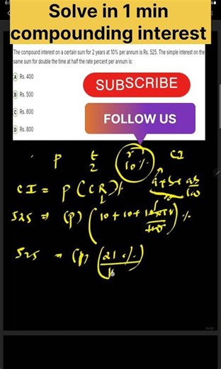 Compound interest solve in 1 min #yt #ytshorts #aptitude #mathstricks #ssccgl #sscmts #sscgd #cgl