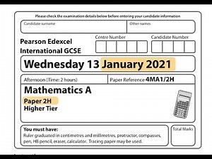 IGCSE Mathematics January 2021 - 4MA1/2H
