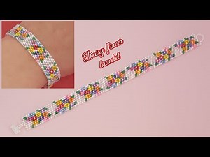 Daisy flower bracelet/Colorful seed beads bracelet/Peyote stitch bracelet/Handmade/Diy Beading